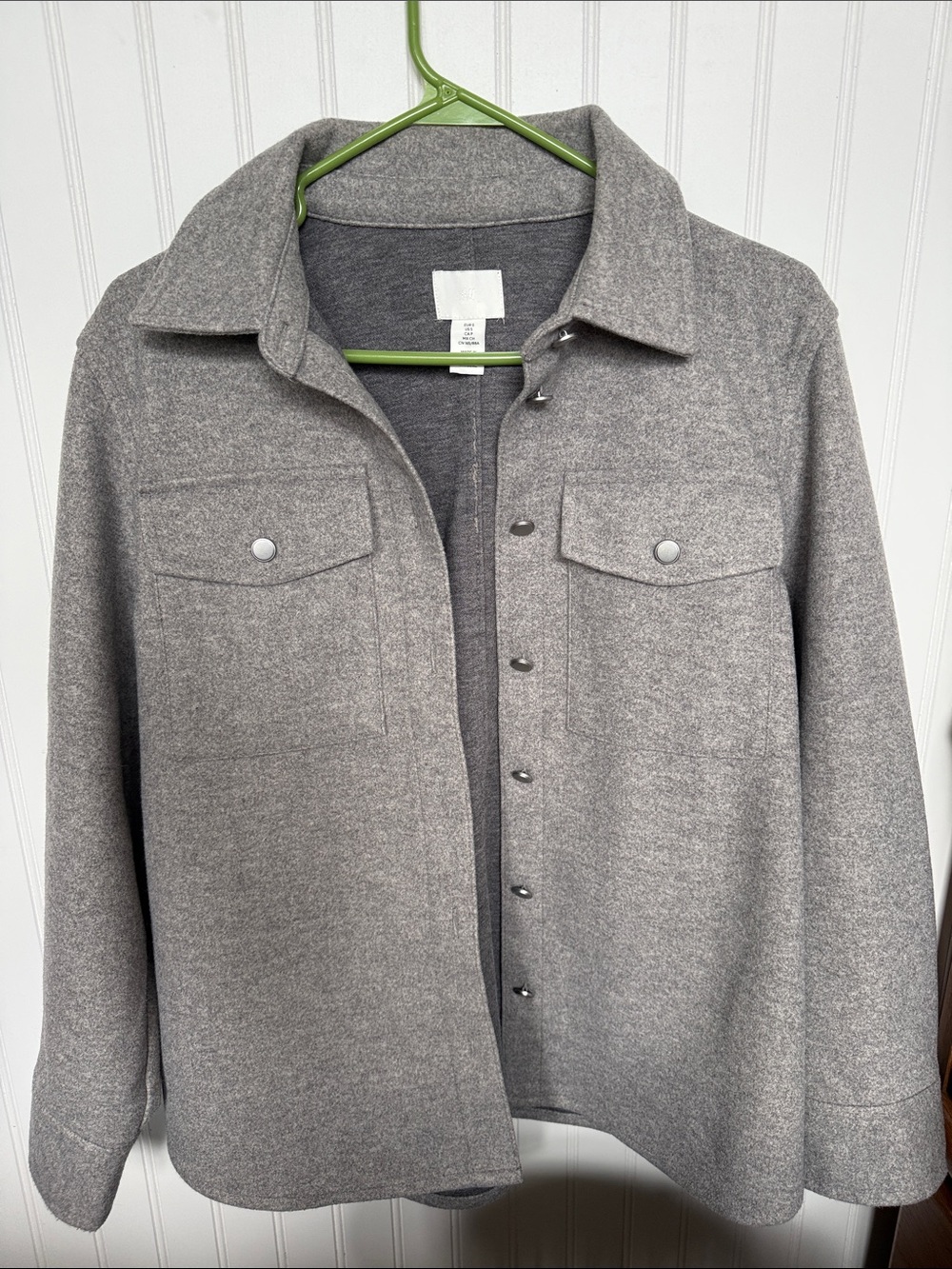 H&M ladies Light Gray Wool-Blend Shirt Jacket small